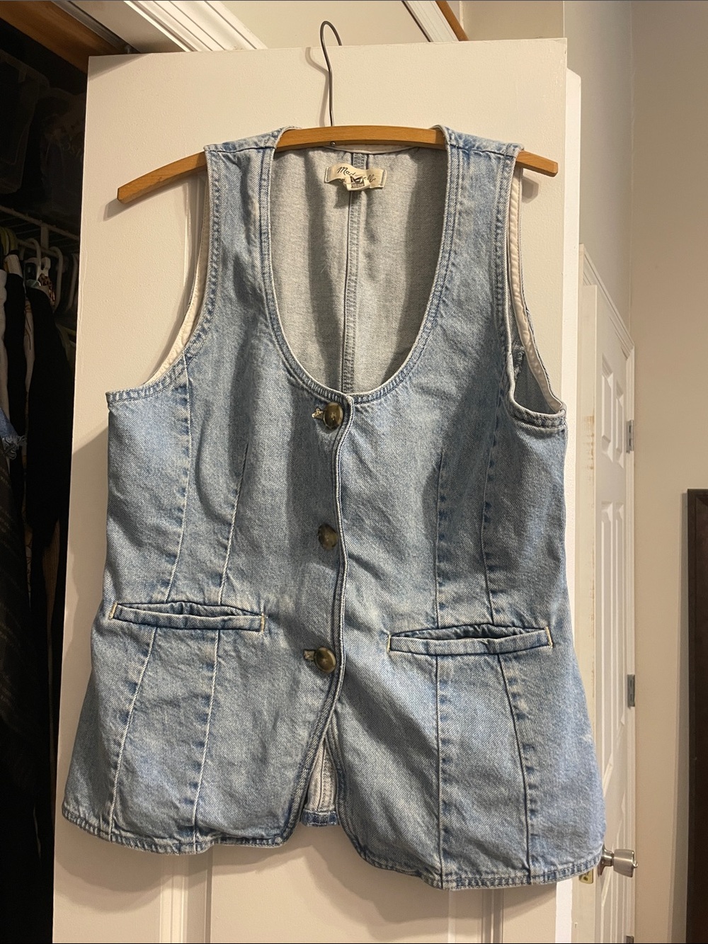 Madewell Light Blue Denim Vest - Women Jeans